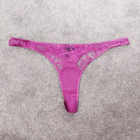 Kiki De Montparnasse Coquette Cotton Blend Lace & Stretch Silk Thong Size Large